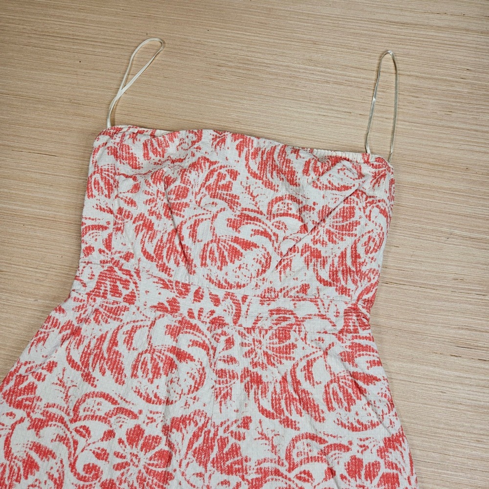 J Crew Floral Dress Womens 6 Orange Cotton Fit & Flare‎ Summer Party Vibrant